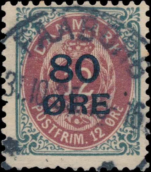 Denmark_1915_Bicolored_80øre_overprint_genuine