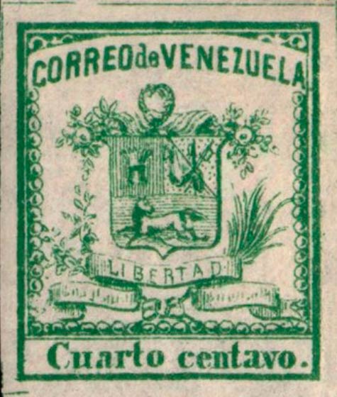 Venezuela_1862_Coat-of-Arms_Cuarto_Centavo_Genuine