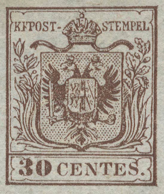 Lombardy-and-Venetia_1850_Coat-of-Arms_30c_Genuine