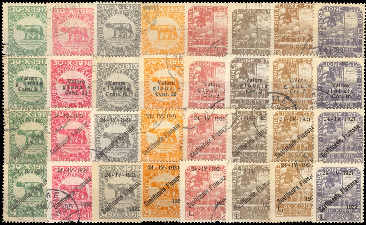 fiume_1919_student_fund_various_overprints_forgeries