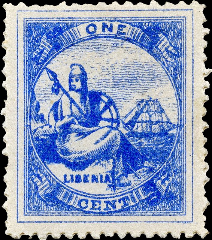Liberia_1880_Allegory_1cent_Genuine