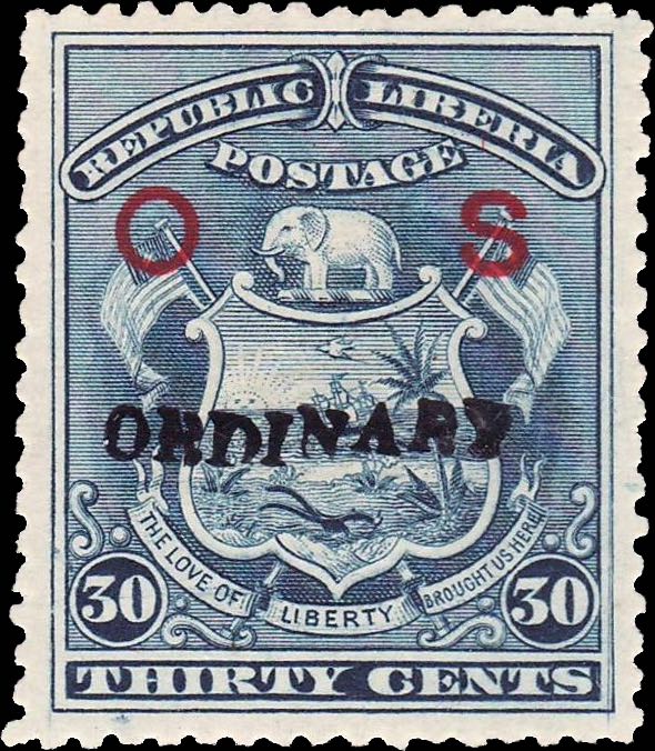 Liberia_1901_Coat-of-Arms_30c_Ordinary_OS_Genuine