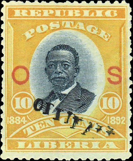 Liberia_1901_Johnson_10c_Ordinary_OS_Genuine