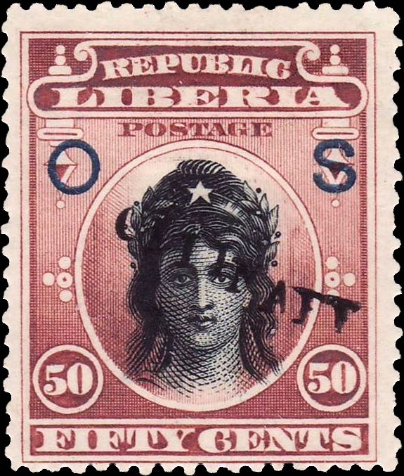 Liberia_1901_Liberty_50c_Ordinary_OS_Genuine