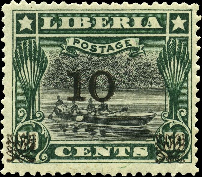 Liberia_1915-16_Provisional_10c-on-50c_black_Genuine