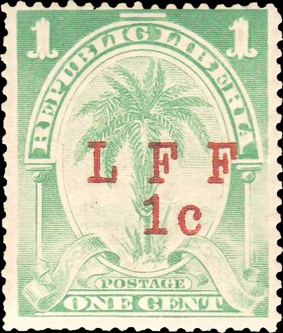 Liberia_1916_Palm_1c_LFF_overprint_Genuine