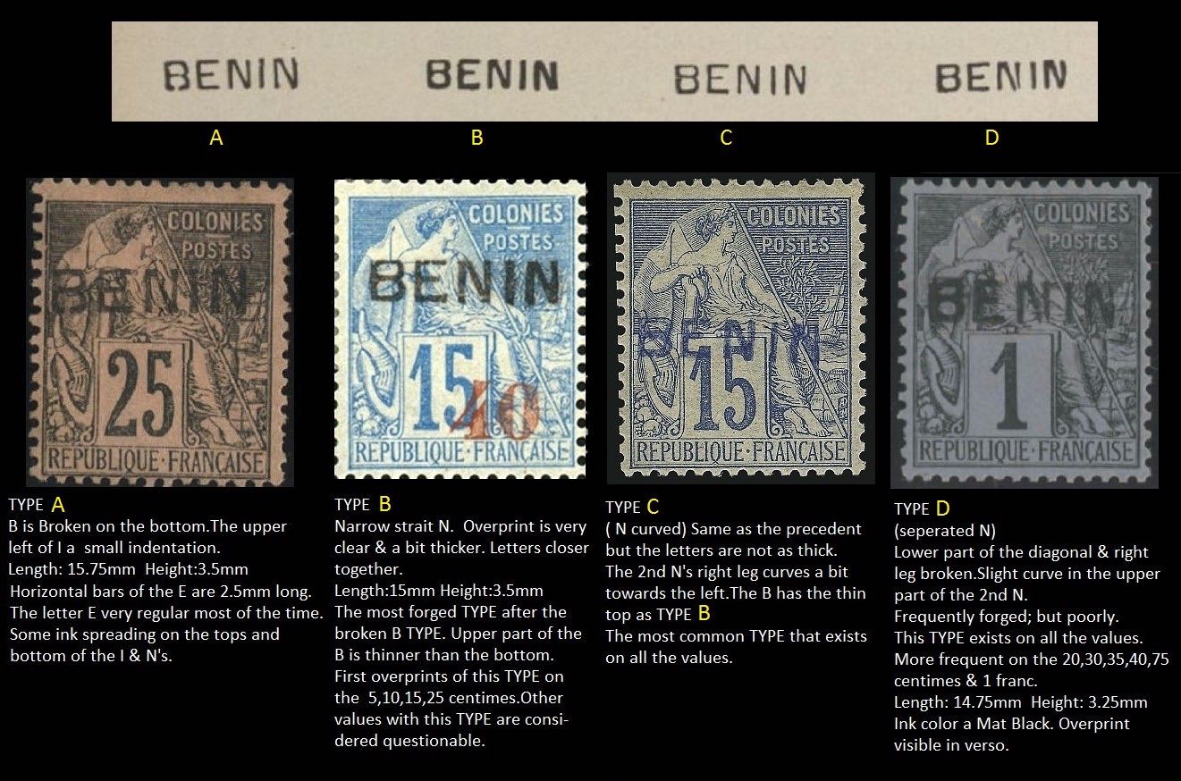 Benin_Genuine_Overprint_types_A-D
