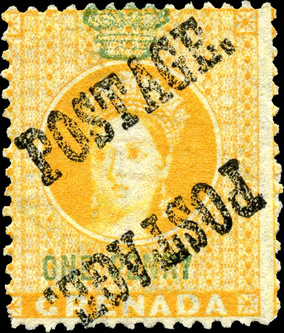 Grenada_1883_QV_Chalon_double_overprint_forgery