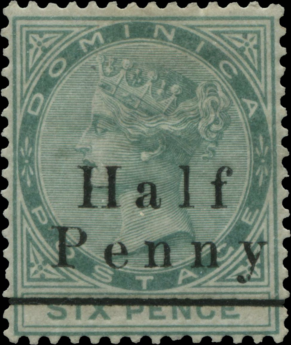 Dominica_1886_1d-on-6p_overprint_Forgery