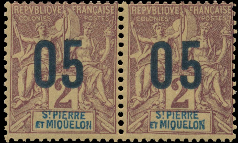 St_Pierre_Miquelon_1912_French_Colonies_Navigation_Commerce_2_Surcharged_05_Genuine