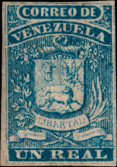 Venezuela_1859_Coat-of-Arms_Un_Real_Genuine