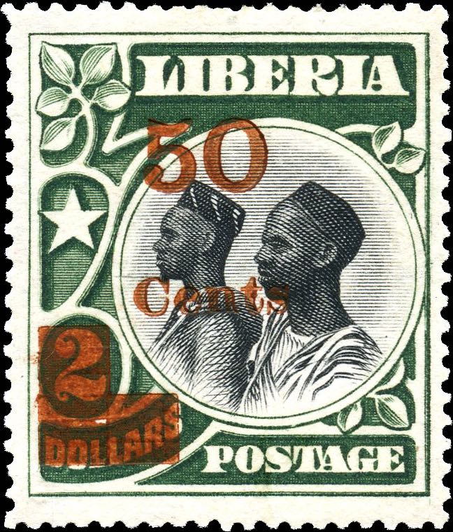Liberia_1915-16_Provisional_50c-on2dollars_Genuine