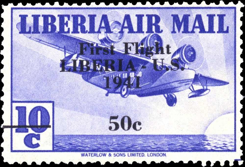 Liberia_1941_First_Flight_10c_Genuine