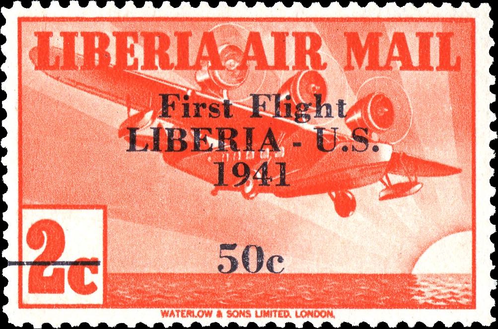 Liberia_1941_First_Flight_2c_Genuine