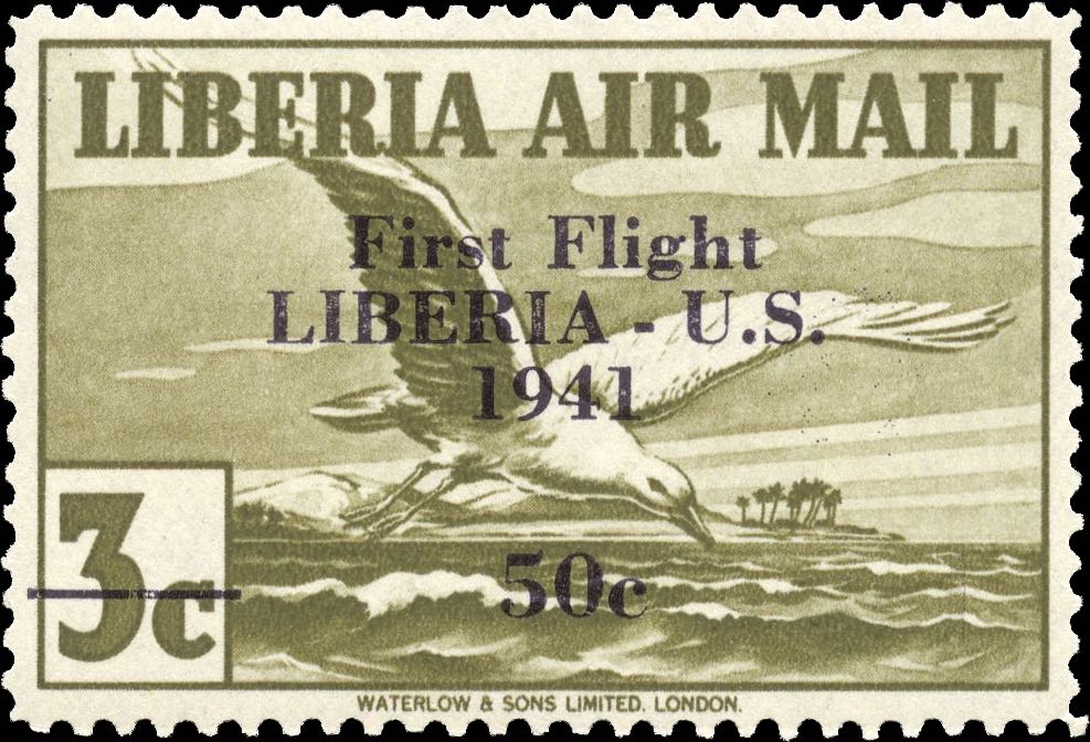 Liberia_1941_First_Flight_3c_Genuine